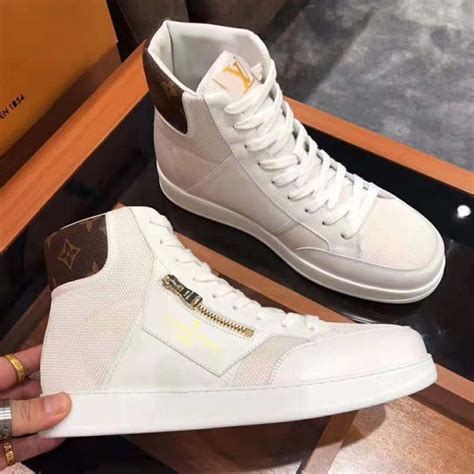 lv white high top sneakers|white louis vuitton sneakers.